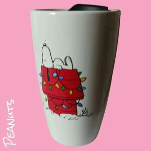 Peanuts snoopy travel mug stoneware with lid 16oz